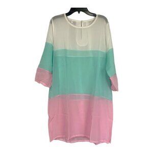 Women's Sheer Multi Color 3/4 Sleeved Blouse Size XXL